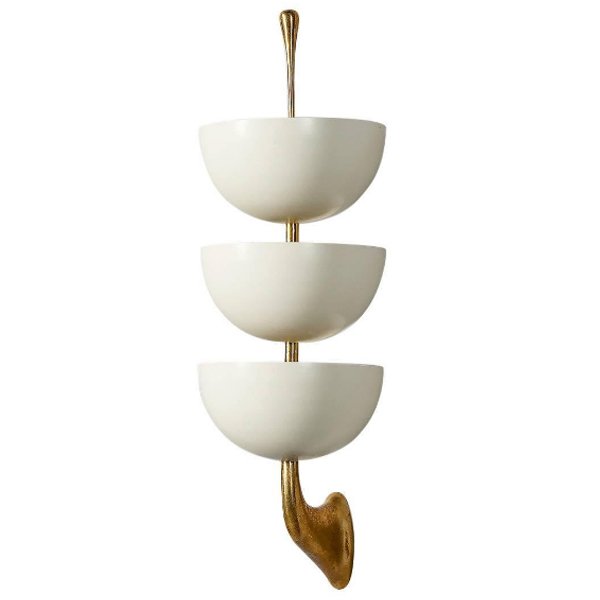 Бра Stilnovo Rare Pair of Stamped Sconces Белый Золотой Бра Stilnovo Rare Pair of Stamped Sconces Белый Золотой во Владивостоке | Loft Concept