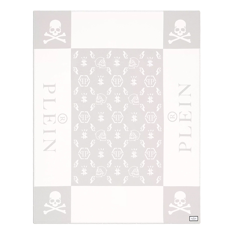 Плед Philipp Plein Plaid Cashmere Skull Grey Серый Белый Плед Philipp Plein Plaid Cashmere Skull Grey Серый Белый во Владивостоке | Loft Concept