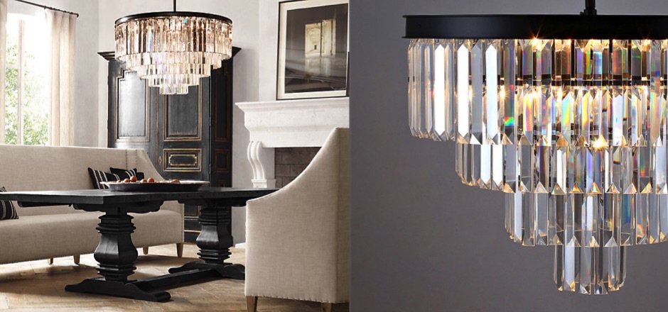 Люстра RH 1920s Odeon Clear Glass Fringe Chandelier - 80, 110 Люстра RH 1920s Odeon Clear Glass Fringe Chandelier - 80, 110 - Loft-Concept во Владивостоке