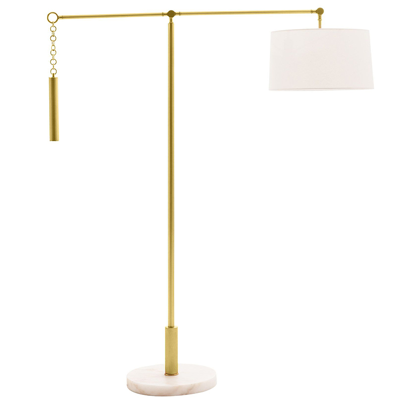 Торшер Arteriors NEWARK FLOOR LAMP Латунь Белый Торшер Arteriors NEWARK FLOOR LAMP Латунь Белый во Владивостоке | Loft Concept