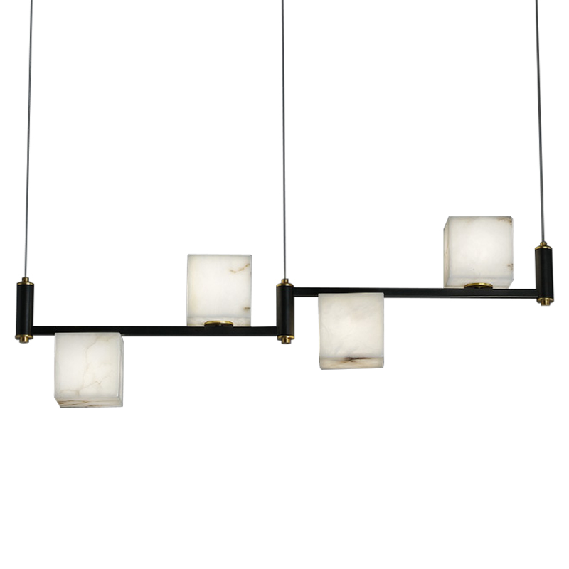 Люстра Marble Cubes Modern Light Chandelier 4 плафона Черный Белый Мрамор Bianco Латунь Люстра Marble Cubes Modern Light Chandelier 4 плафона Черный Белый Мрамор Bianco Латунь во Владивостоке | Loft Concept