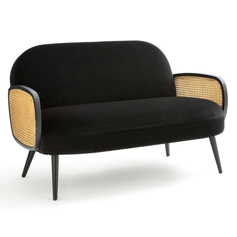 Диван Morten Wicker Black Sofa Черный Черный Диван Morten Wicker Black Sofa Черный Черный во Владивостоке | Loft Concept