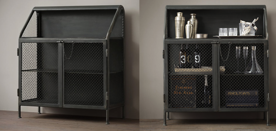 Бар металлический в стиле Лофт Vintage French Factory Bar Cart Бар металлический в стиле Лофт Vintage French Factory Bar Cart - Loft-Concept во Владивостоке