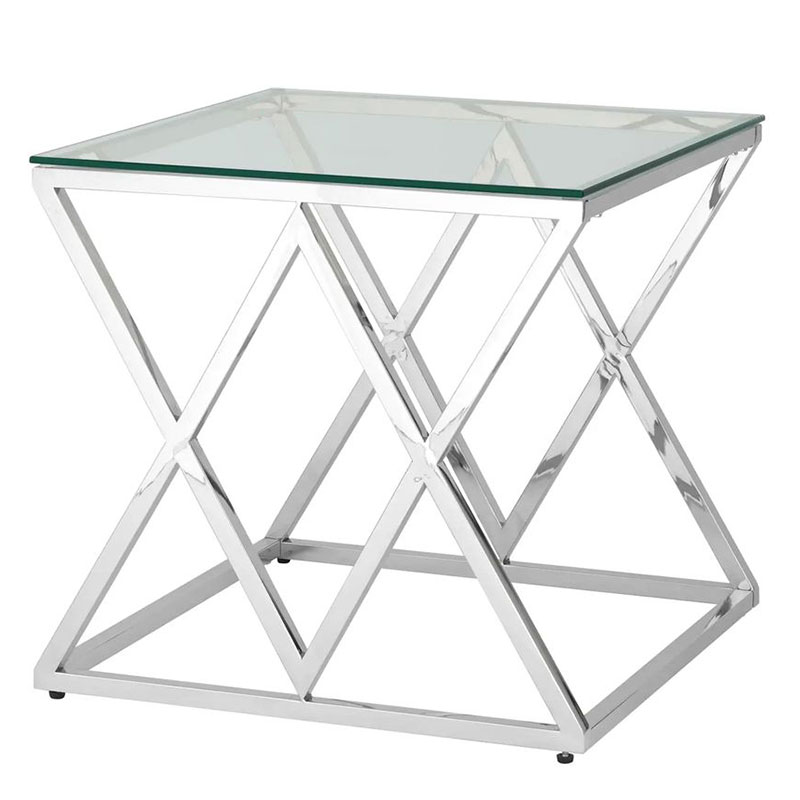 Стол приставной Geometry Rhombus Silver Серебряный Прозрачное Стекло Стол приставной Geometry Rhombus Silver Серебряный Прозрачное Стекло во Владивостоке | Loft Concept