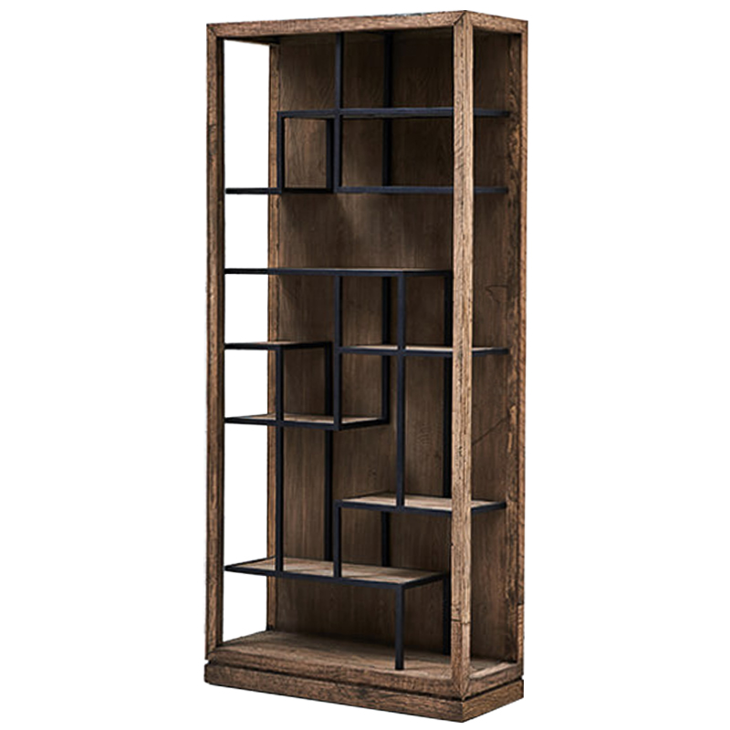Стеллаж деревянный в стиле Лофт Geometric Loft Rack Черный Коричневый Стеллаж деревянный в стиле Лофт Geometric Loft Rack Черный Коричневый во Владивостоке | Loft Concept