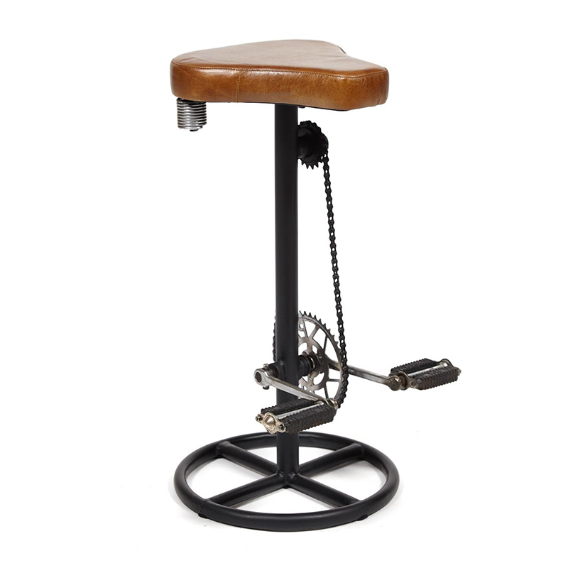 Барный стул с педалями от велосипеда Industrial leather bar stool with bicycle pedals Коричневый Черный во Владивостоке | Loft Concept 
