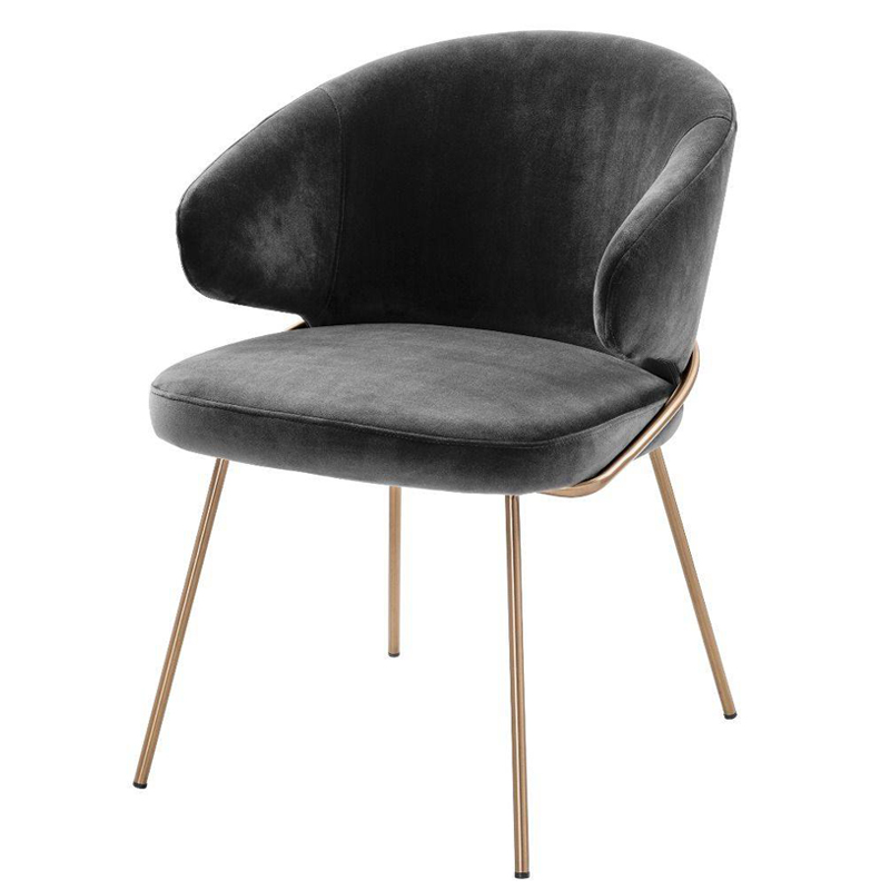 Стул Eichholtz Dining Chair Kinley dark grey Серый Латунь во Владивостоке | Loft Concept 