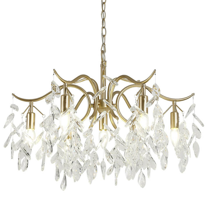 Люстра Hanging Crystal Leaves Chandelier 71 матовое золото Прозрачный (Transparent) во Владивостоке | Loft Concept 