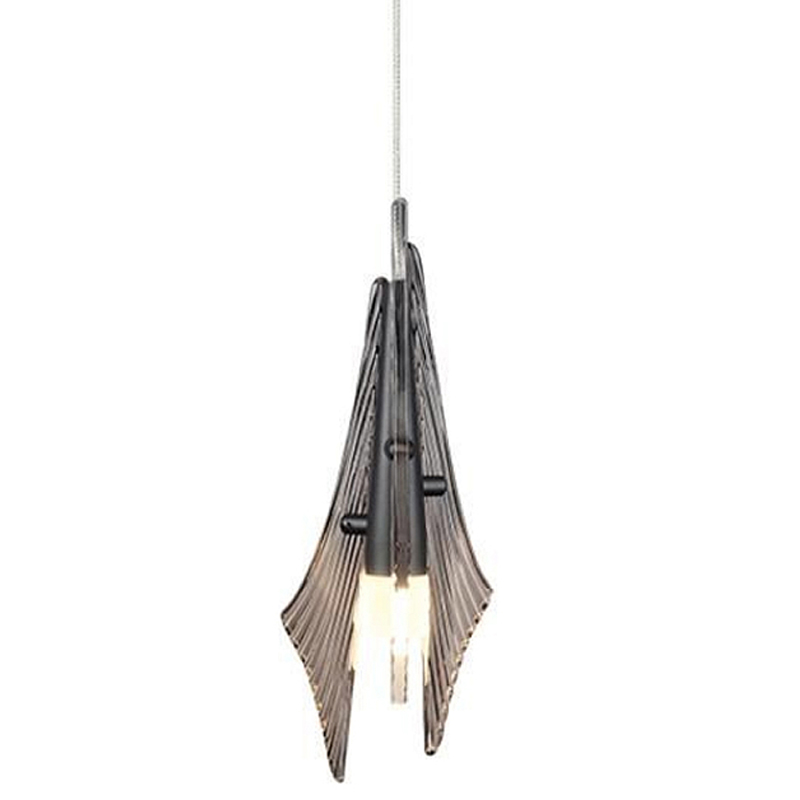 Подвесной светильник с черной металлической основой и рельефным плафоном Glass Pod Черный Белый Дымчатый (Smoke) Прозрачное Стекло во Владивостоке | Loft Concept 