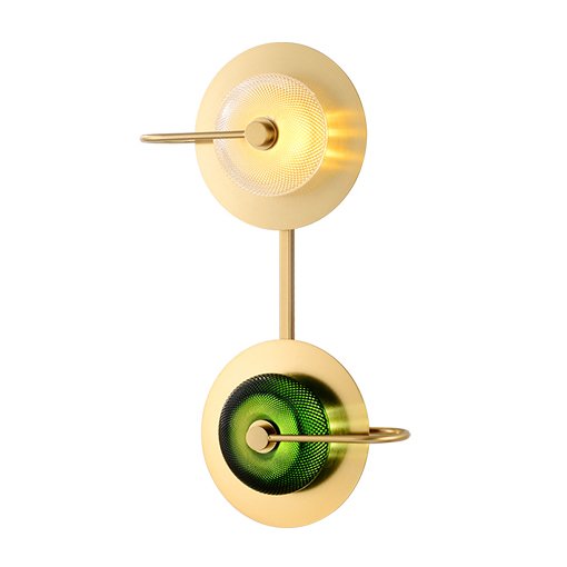 Бра Green Disk Double Зеленый Латунь Прозрачное Стекло Бра Green Disk Double Зеленый Латунь Прозрачное Стекло во Владивостоке | Loft Concept
