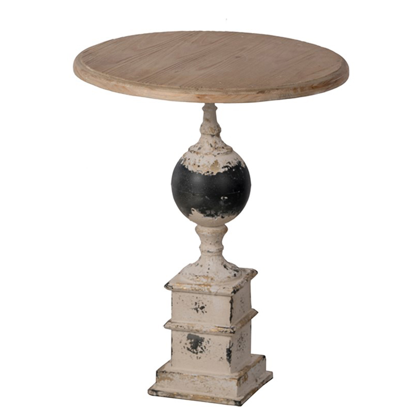 Приставной стол Pedestal Table Черный Белый винтажная патина Древесина Приставной стол Pedestal Table Черный Белый винтажная патина Древесина во Владивостоке | Loft Concept