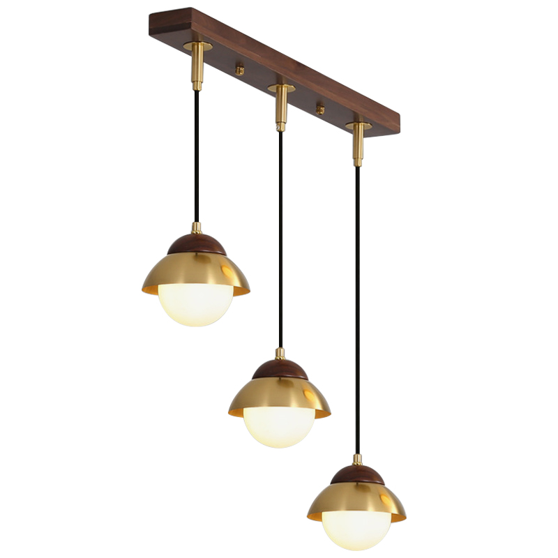 Линейный светильник Roch Linear Pendant Wooden Eco Light Белый Коричневый Латунь во Владивостоке | Loft Concept 