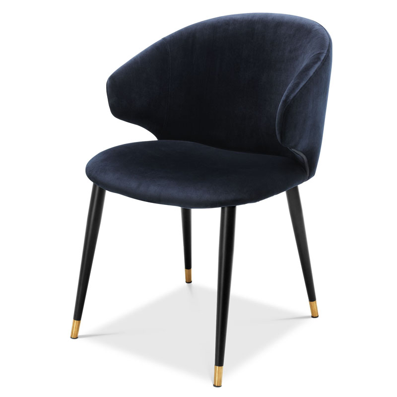 Стул Eichholtz DINING CHAIR VOLANTE blue Темно-синий Черный Золотой Стул Eichholtz DINING CHAIR VOLANTE blue Темно-синий Черный Золотой во Владивостоке | Loft Concept