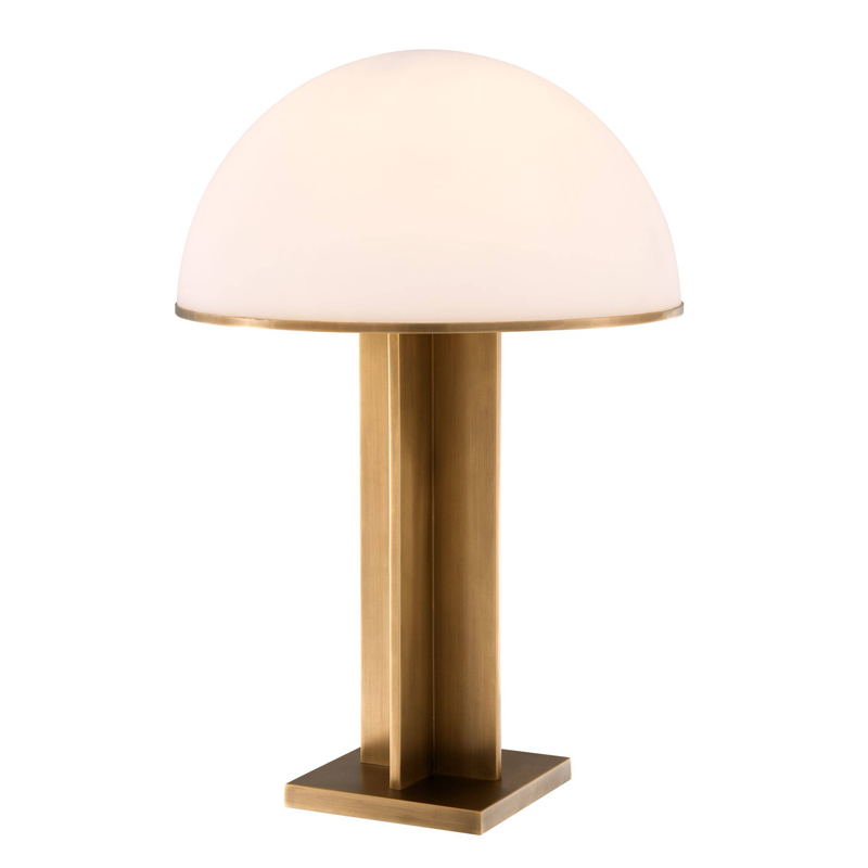 Настольная лампа Eichholtz Table Lamp Berkley Латунь Античная полированная Белое матовое стекло во Владивостоке | Loft Concept 