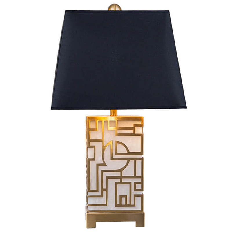 Настольная лампа с абажуром Aniqa Table Lamp Черный Золотой Белый Настольная лампа с абажуром Aniqa Table Lamp Черный Золотой Белый во Владивостоке | Loft Concept