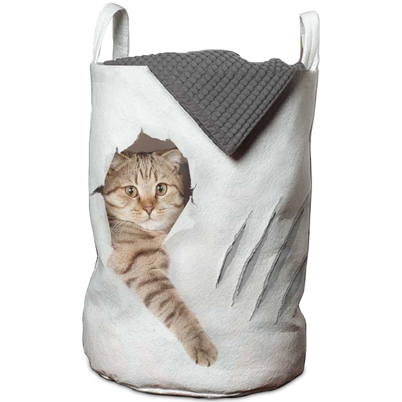 Корзина Hello Cat Basket Белый Бежево-серый Корзина Hello Cat Basket Белый Бежево-серый во Владивостоке | Loft Concept