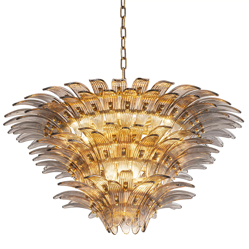Люстра Eichholtz Chandelier Italo Латунь Стекло Смок Люстра Eichholtz Chandelier Italo Латунь Стекло Смок во Владивостоке | Loft Concept