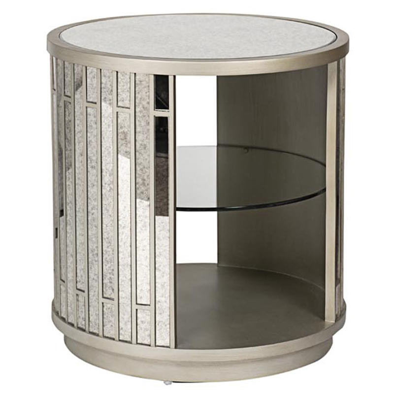 Тумба круглая Mirror Blocks Nightstand Черный Серебряный Тумба круглая Mirror Blocks Nightstand Черный Серебряный во Владивостоке | Loft Concept