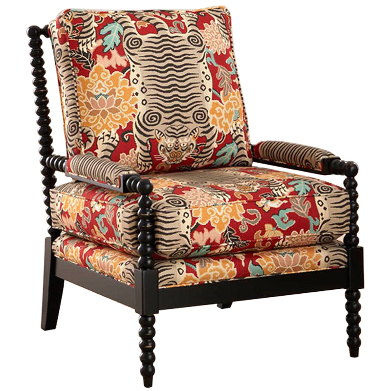 Кресло Tibetan Tiger Armchair Красный Бежевый Бирюзовый Черный Кресло Tibetan Tiger Armchair Красный Бежевый Бирюзовый Черный во Владивостоке | Loft Concept