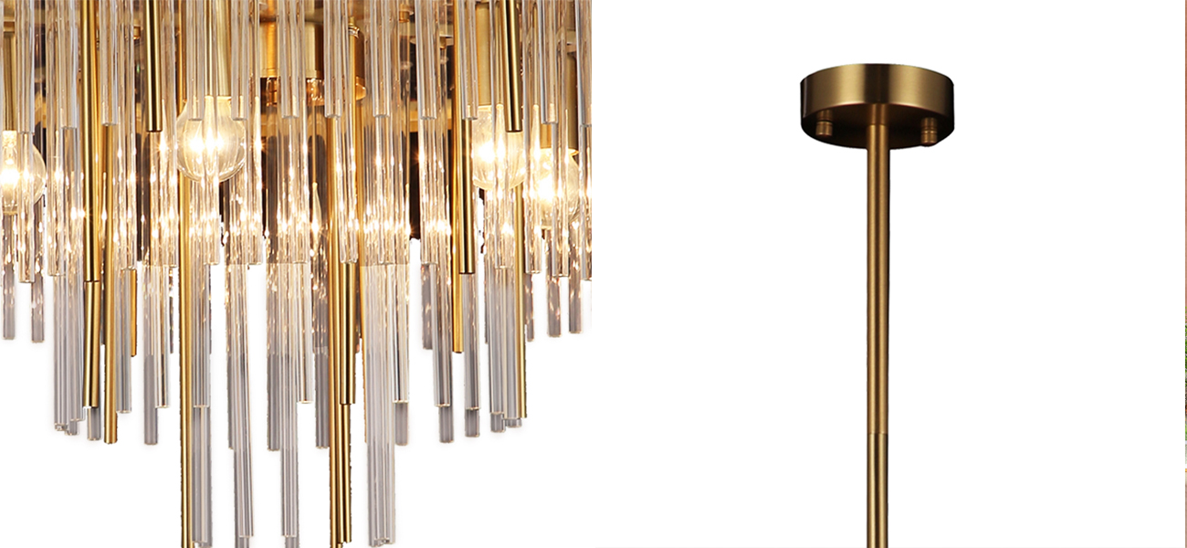 Люстра с каскадом трубочек из стекла и металла Gladia - фото №1