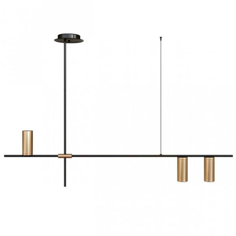 Подвесной светильник TRIBES LINEAR PENDANT 3 плафона Золотой Черный во Владивостоке | Loft Concept 