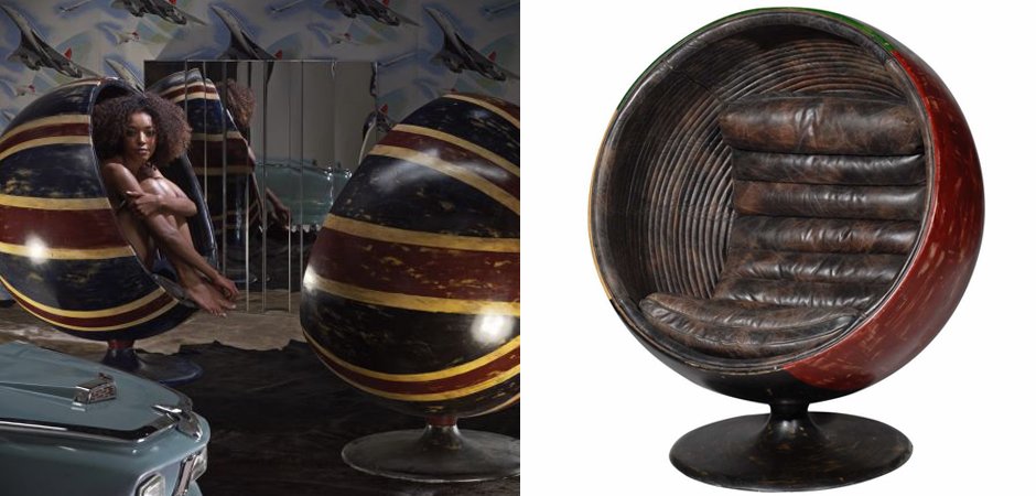 Кресло шар Pod Chair Union Jack & Brown Leather Кресло шар Pod Chair Union Jack & Brown Leather - Loft-Concept во Владивостоке