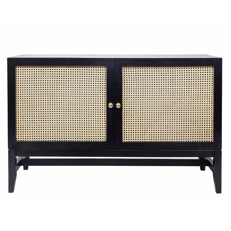 Комод с сетчатыми дверцами Rattan Бежевый Черный Комод с сетчатыми дверцами Rattan Бежевый Черный во Владивостоке | Loft Concept