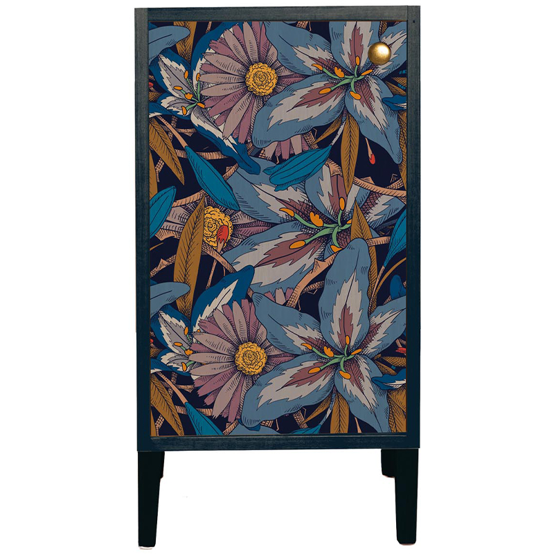 Шкаф с цветочным изображением Blue Floral Print Cabinet Синий Мульти Шкаф с цветочным изображением Blue Floral Print Cabinet Синий Мульти во Владивостоке | Loft Concept