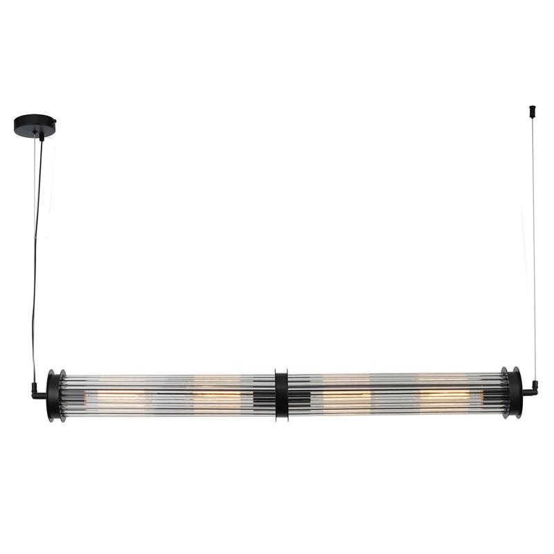Люстра с рифленым плафоном Glass Tube Black Черный Прозрачный Люстра с рифленым плафоном Glass Tube Black Черный Прозрачный во Владивостоке | Loft Concept