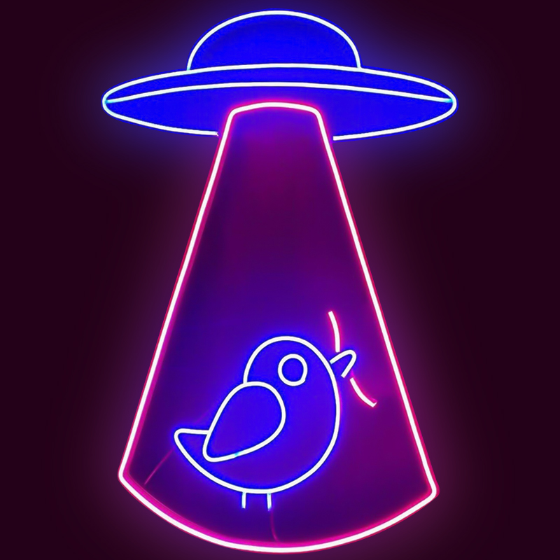 Неоновая настенная лампа UFO and Bird Neon Wall Lamp Синий Лиловый Неоновая настенная лампа UFO and Bird Neon Wall Lamp Синий Лиловый во Владивостоке | Loft Concept