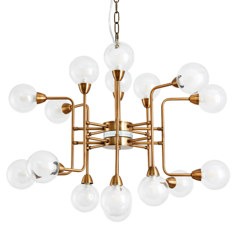 Люстра Bistro Globe Milk Chandelier 16 Прозрачный белый Латунь во Владивостоке | Loft Concept 