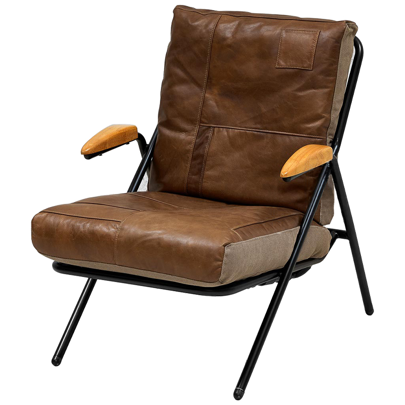 Дизайнерское кожаное кресло в стиле Лофт Bronwyn Leather Armchair Коричневый Черный Древесина Дизайнерское кожаное кресло в стиле Лофт Bronwyn Leather Armchair Коричневый Черный Древесина во Владивостоке | Loft Concept