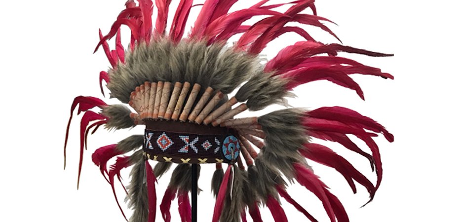 War bonnet Индейский венец из перьев красный War bonnet Индейский венец из перьев красный - Loft-Concept во Владивостоке