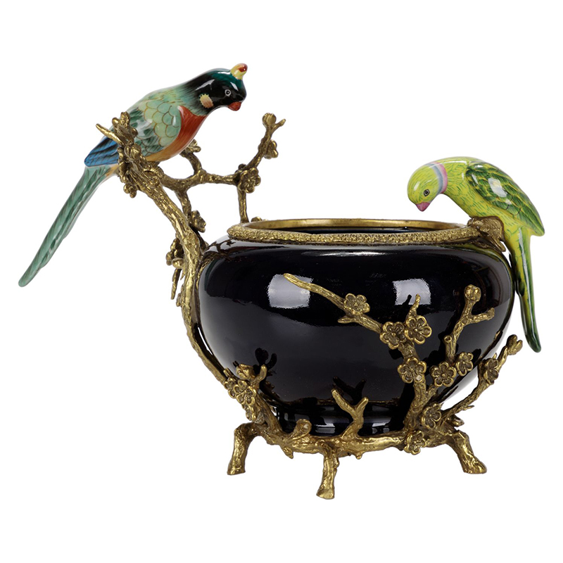 Чаша фарфоровая черная гнездо попугая Parrot Золотой Черный Чаша фарфоровая черная гнездо попугая Parrot Золотой Черный во Владивостоке | Loft Concept