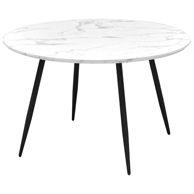 Стол круглый Calvert Table белая столешница с рисунком под мрамор Белый Черный Стол круглый Calvert Table белая столешница с рисунком под мрамор Белый Черный во Владивостоке | Loft Concept