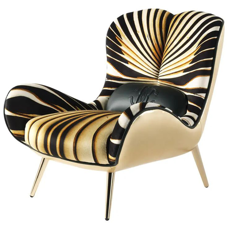 Дизайнерское Кресло Tifnit Armchairs стиль Roberto Cavalli I Золотой Черный Желтый Белый Дизайнерское Кресло Tifnit Armchairs стиль Roberto Cavalli I Золотой Черный Желтый Белый во Владивостоке | Loft Concept