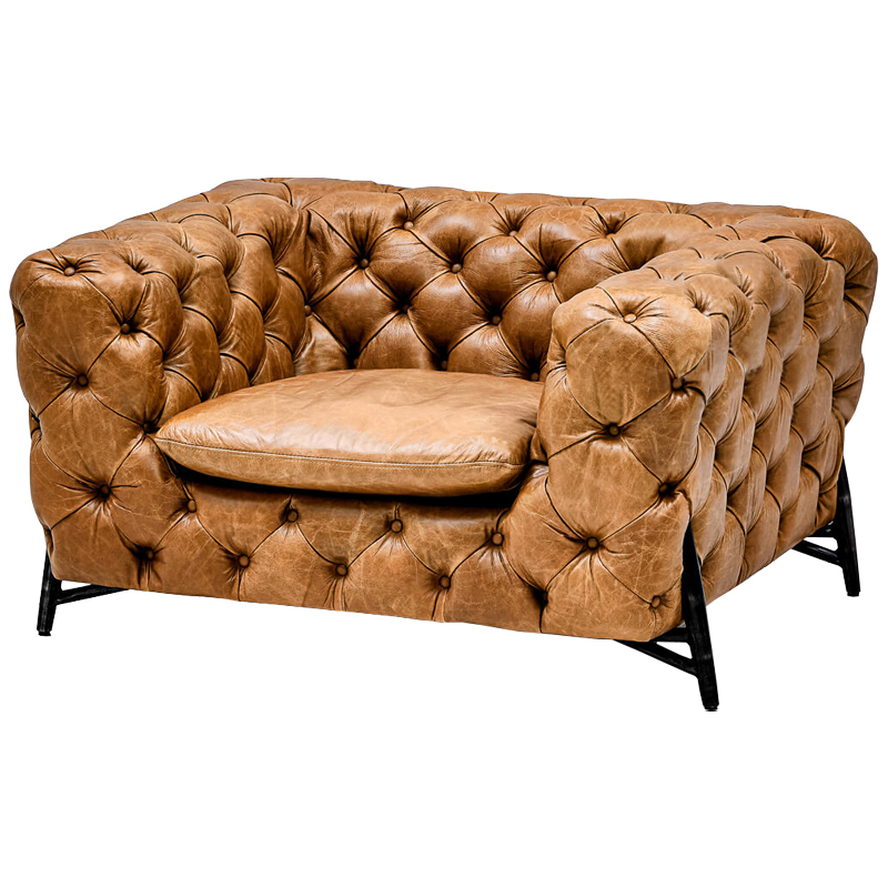 Кресло Hendrica Capitone Chair Карамель Черный Кресло Hendrica Capitone Chair Карамель Черный во Владивостоке | Loft Concept