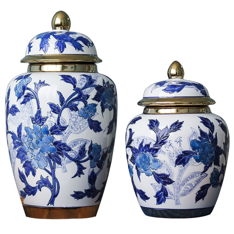 Вазы Porcelain Oriental Blue Ornament Vases Синий Белый Золотой Вазы Porcelain Oriental Blue Ornament Vases Синий Белый Золотой во Владивостоке | Loft Concept