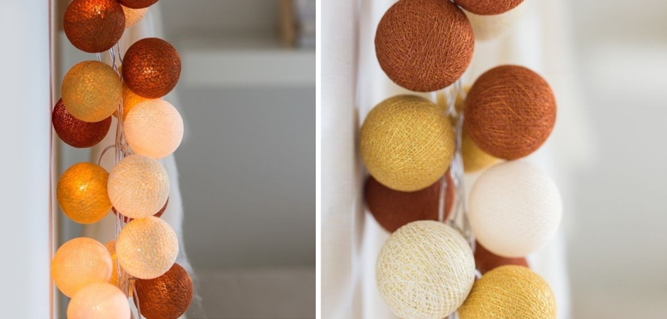 Гирлянда хлопковые фонарики Сotton Ball Gold-Copper - Loft-Concept во Владивостоке