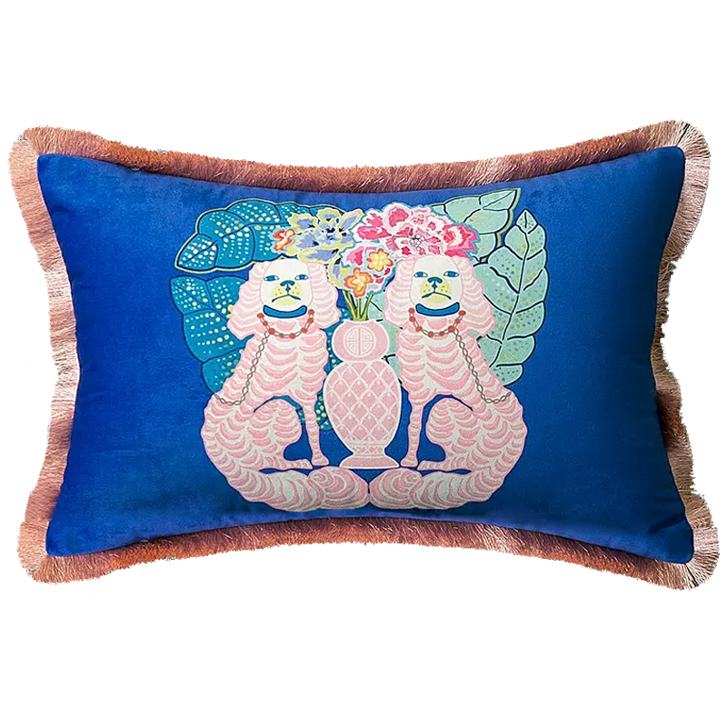 Декоративная подушка Two Dogs on Blue Long Cushion Синий Мульти Декоративная подушка Two Dogs on Blue Long Cushion Синий Мульти во Владивостоке | Loft Concept