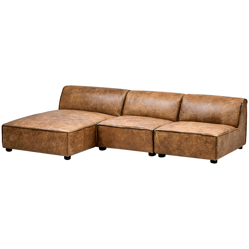 Диван Diehl Leather Sofa Карамель Хром Диван Diehl Leather Sofa Карамель Хром во Владивостоке | Loft Concept