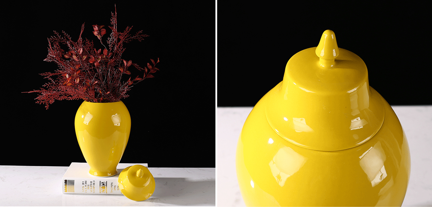 Ваза с крышкой Ceramic Yellow Vase - фото