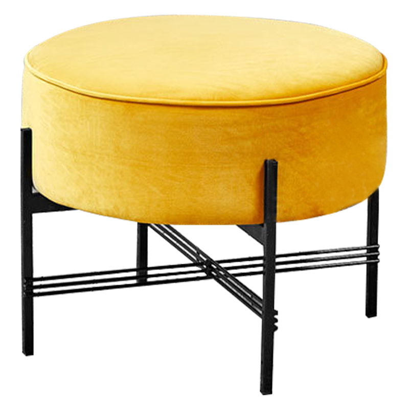 Пуф желтый велюровый Sanjay Velour Pouf Yellow Желтый Черный во Владивостоке | Loft Concept 