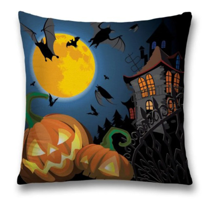 Подушка Halloween Spooky Night Черный Оранжевый Синий Подушка Halloween Spooky Night Черный Оранжевый Синий во Владивостоке | Loft Concept