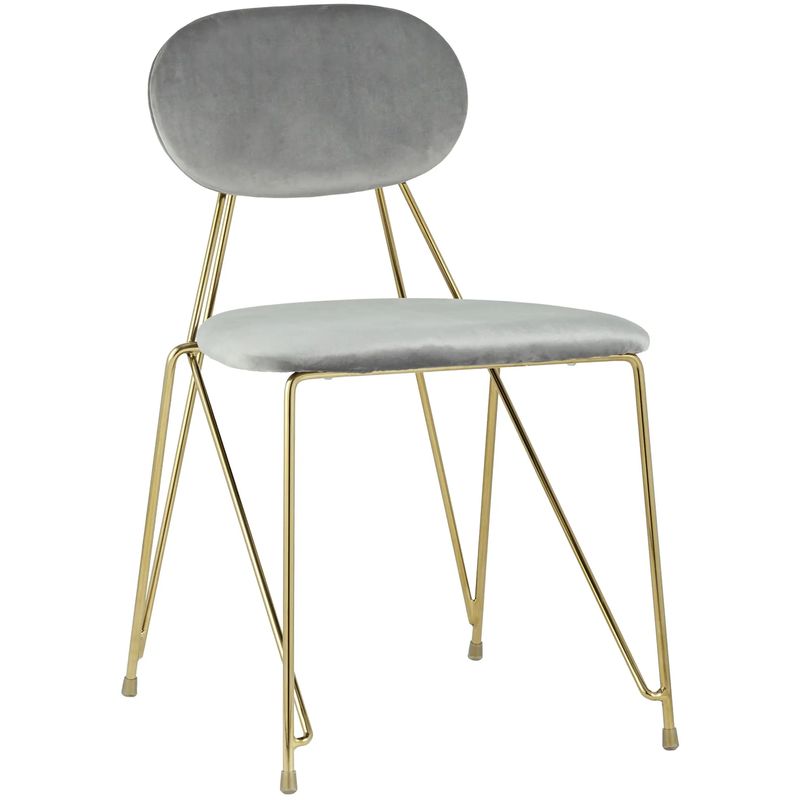 Стул Alice Chair Светло-Серый Велюр Серый Золотой Стул Alice Chair Светло-Серый Велюр Серый Золотой во Владивостоке | Loft Concept