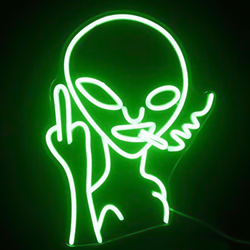 Неоновая настенная лампа Alien Neon Wall Lamp Зеленый Белый Неоновая настенная лампа Alien Neon Wall Lamp Зеленый Белый во Владивостоке | Loft Concept