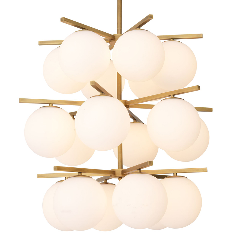 Люстра Eichholtz Chandelier Noa Латунь Античная полированная Белое матовое стекло Люстра Eichholtz Chandelier Noa Латунь Античная полированная Белое матовое стекло во Владивостоке | Loft Concept