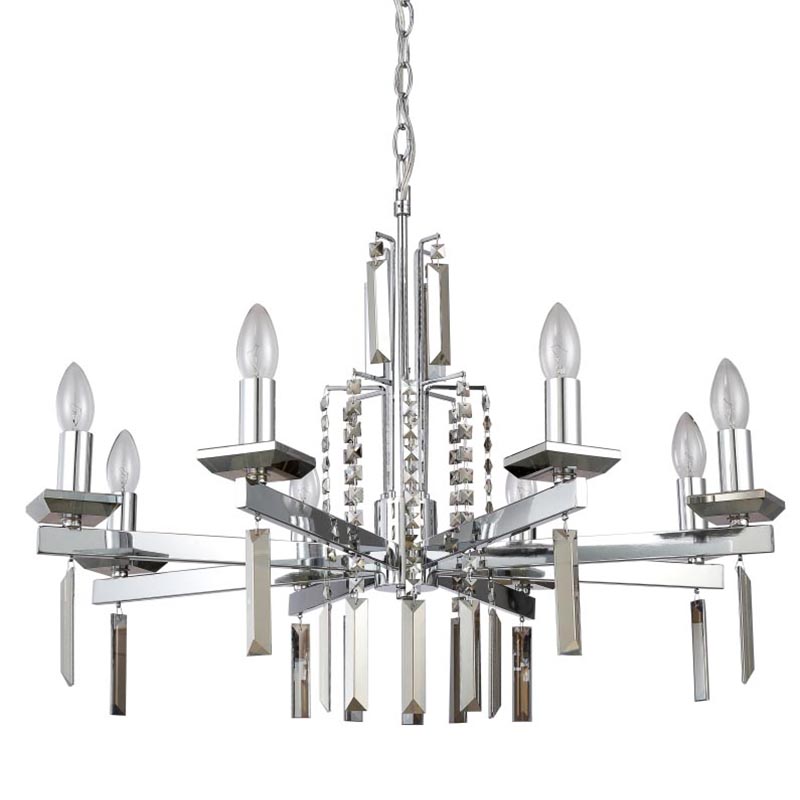 Люстра Vivien Crystal Chrome Chandelier 8 Хром Серый Люстра Vivien Crystal Chrome Chandelier 8 Хром Серый во Владивостоке | Loft Concept
