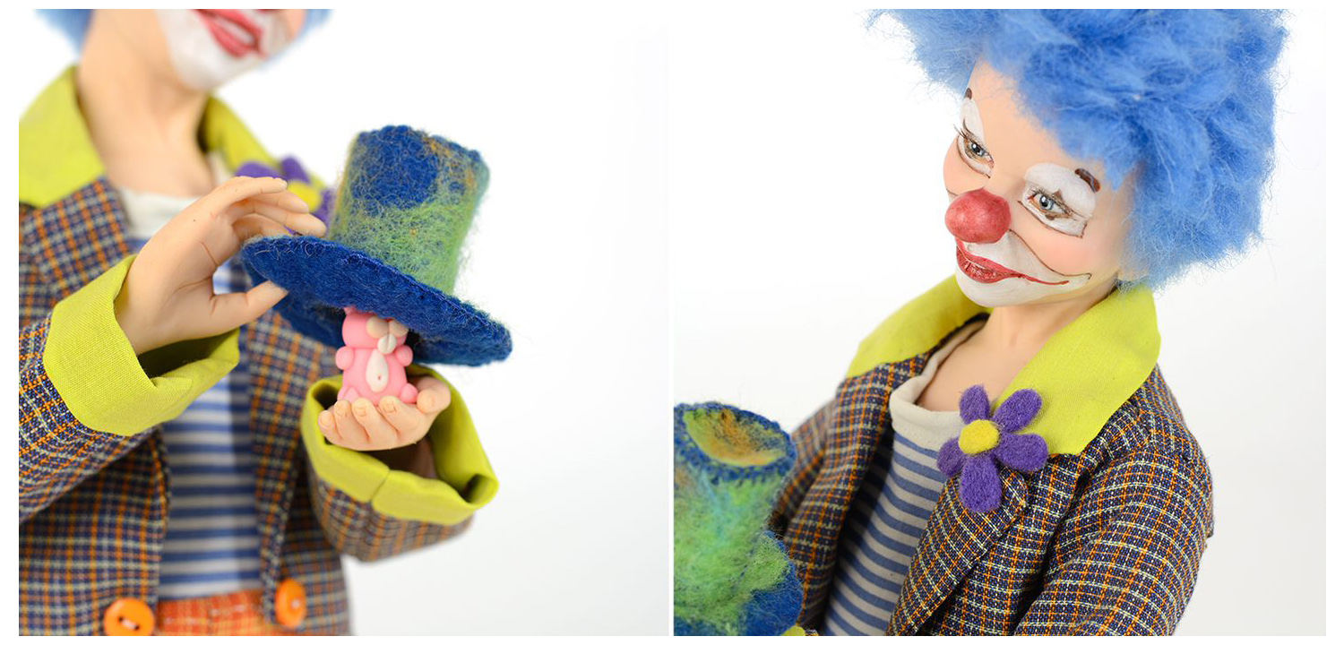 Авторская кукла Клоун - фото