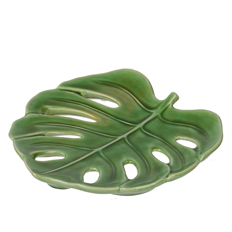 Блюдо Green Leaf монстера Зеленый шалфей Блюдо Green Leaf монстера Зеленый шалфей во Владивостоке | Loft Concept